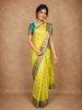 Lime Yellow Zari Butta Woven Design Pure Kanchipuram Silk Saree with Contrast Border