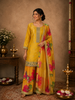Bright Marigold Yellow Floral Zari Embroidered Design Crepe Salwar Suit with Dupatta
