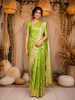 Light Green Zari Butta Woven Design Pure Banarasi Saree with Zari Woven Border