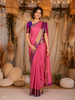 Pink Butta Woven Design Pure Kanchipuram Silk Saree with Contrast Woven Border