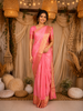 Baby Pink Butta Woven Design Pure Kanchipuram Silk Saree with Zari Woven Border