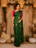 Dark Green Butta Woven Design Pure Kanchipuram Silk Saree with Contrast Border