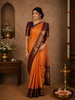 Rich Marigold Mustard Yellow Butta Zari Woven Design Pure Kanchipuram Silk Saree with Contrast Maroon Zari Border