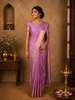 Soft Orchid Lavender Floral  Zari Woven Design Pure Kanchipuram Silk Saree with Zari Border