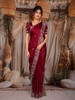 Red Floral Sequins Embroidered Satin Saree