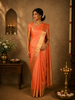 Soft Peach Floral Butta Zari Woven Design Pure Kanchipuram Silk Saree with Zari Border