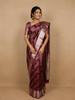 Dark Red Floral Woven Pure Kanchipuram Silk Saree