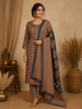 Grey Floral Design Printed Cotton Salwar Suit