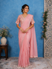 Pink Organza Silk Saree Embellished with Sequins and Beads Border and Designer Blouse