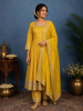 Yellow Mirror Embroidery Printed Georgette Salwar Suit
