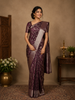 Dark Purple Floral Woven Pure Kanchipuram Silk Saree