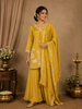 Mustard Yellow Embroidered Design Crepe Sharara Salwar Suit