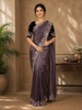 Dusty Purple Organza Saree With Sequin Embroidered Border And Velvet Blouse