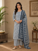 Navy Blue Floral Design Printed Cotton Salwar Suit