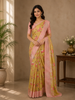 Mustard Yellow Floral Design Pure Tissue Silk Saree