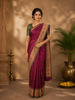 Maroon Butta Woven Tissue Saree With Contrast Blouse