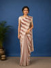 Off-White And Brown Striped Design Semi Tussar Saree