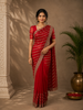 Ruby Red Paisley Embroidery Georgette Fancy Saree