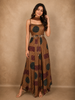 Warm Coffee Brown Geometric Printed Design Crepe Palazzo Suit with Dupatta