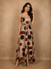Beige Geometric Printed Design Crepe Palazzo Suit with Dupatta