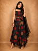 Black Geometric Printed Design Crepe Palazzo Suit with Dupatta