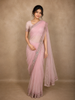 Pastel Baby Pink Stone Embellished Design Net Designer Saree with Designer Border