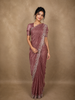Dusty Mauve Butta Zari Woven Design Organza Fancy Saree with Scalloped Border