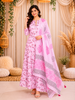 Mauve Purple Floral Wine Printed Design Cotton Anarkali Salwar Suit with Dupatta