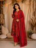 Queen Pink Floral Printed Design Cotton Anarkali Salwar Suit with Dupatta