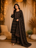 Classic Black Ajrakh Printed Design Cotton Anarkali Salwar Suit with Dupatta