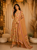 Light Peach Floral Printed Design Cotton Anarkali Salwar Suit with Dupatta