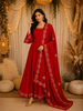 Vermilion Red Mirror Embroidered Design Cotton Anarkali Salwar Suit with Dupatta