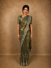 Deep Olive Moss Green Floral Stone Embellished Design Space Silk Party Wear Saree