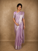 Soft Pastel Lavender Paisley Butta Zari Woven Design Pure Kanchipuram Silk Saree with Silver Zari Border