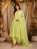 Fresh Lime Green Floral Butta Printed Design Cotton Anarkali Salwar Suit with Dupatta