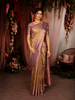 Lavender Paisley Zari Woven Design Pure Kanchipuram Silk Saree with Zari Border