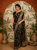 Classic Black Floral Zari Woven Design Pure Banarasi Silk Fancy Saree with Designer Border