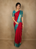 Dark Pink Butta Zari Woven Design Pure Kanchipuram Silk Saree with Contrast Double Zari Border