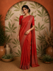 Vermilion Red Floral Zari Woven and Stone Embellished Design Pure Banarasi Silk Fancy Saree with Designer Border