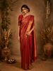 Dark Pink Floral Zari Woven Design Pure Kanchipuram Silk Saree with Zari Border