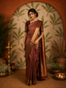 Deep Maroon Geometric Zari Woven Design Pure Kanchipuram Silk Saree with Zari Border