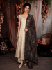 Ivory Floral Zari Embroidered Design Tussar Palazzo Suit with Contrast Dupatta