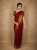 Rich Maroon Butta Woven Design Kanchipuram Silk Saree with Contrast Zari Border