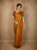 Warm Mustard Yellow Butta Woven Design Kanchipuram Silk Saree with Contrast Zari Border