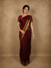 Deep Wine Maroon Butta Woven Design Kanchipuram Silk Saree with Contrast Zari Border