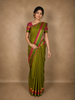 Olive Green Butta Woven Design Kanchipuram Silk Saree with Contrast Zari Border