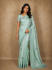 Cool Mint Aqua Green Stone Embellished Design Satin Designer Saree with Designer Border