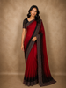 Rani Pink Stone Embellished Design Organza Designer Saree with Contrast Border