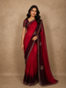 Rani Pink Stone Embellished Design Organza Designer Saree with Contrast Border