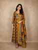 Mustard Yellow Floral Printed Design Cotton Anarkali Salwar Suit